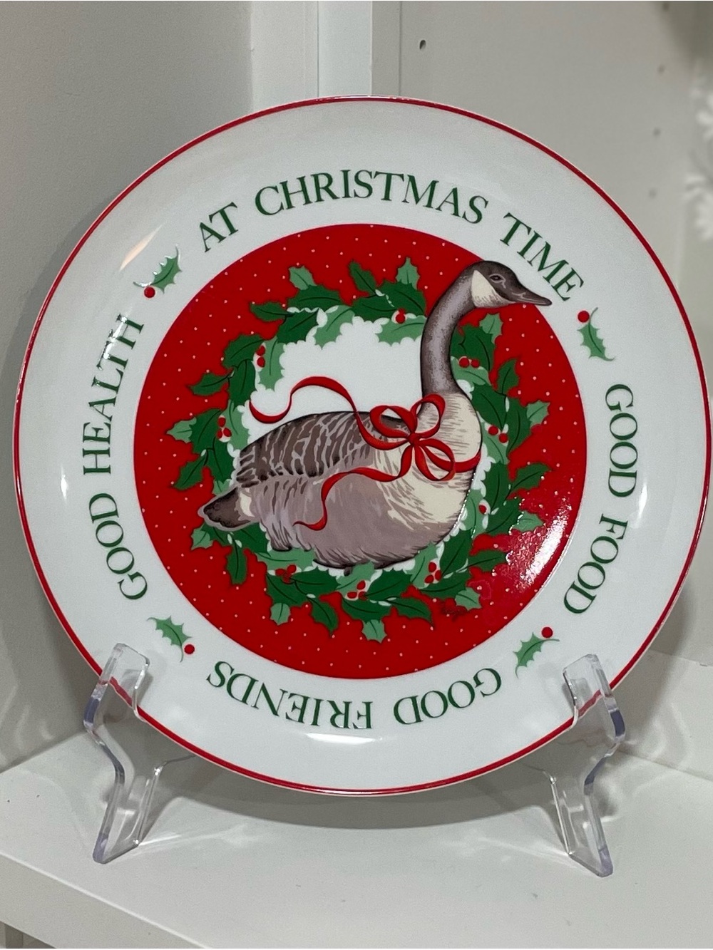 NWOT Vintage 1985 George Good Christmas Goose Dinner Plate Cottagecore Farmhouse